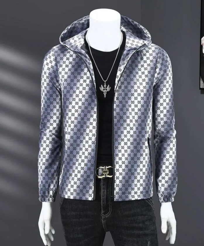 Spring Summer designer jacket men long sleeve trendy young printed jacket zipper luxury jackets mens pluz size coat