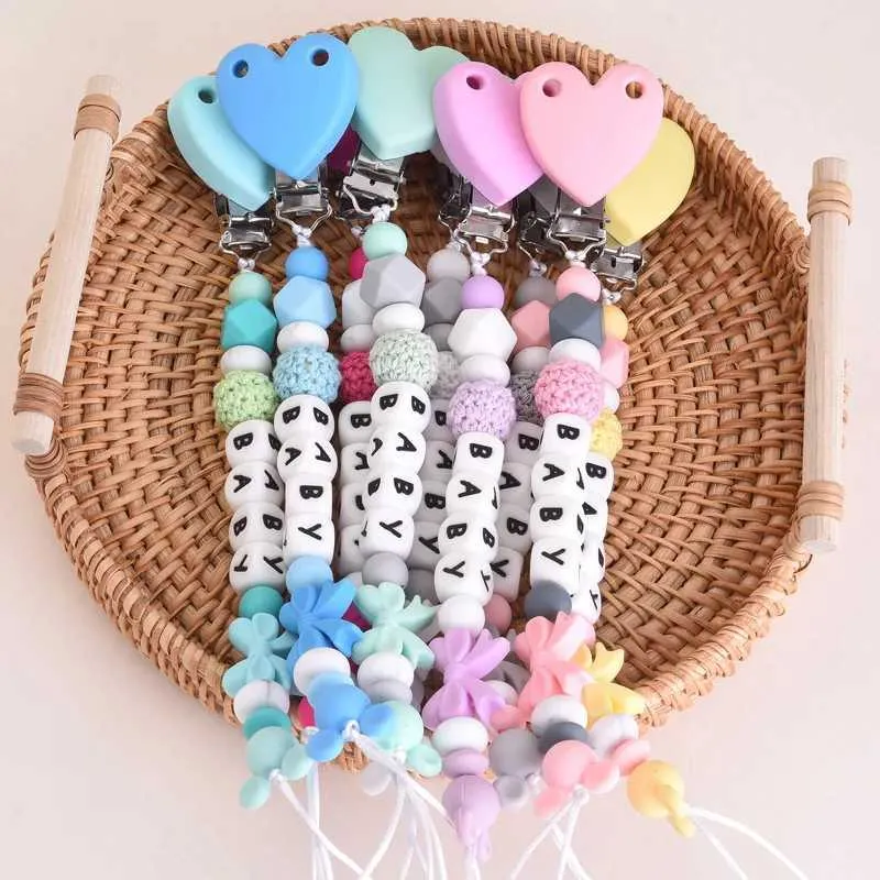 Personalized Pacifier Pacifier Holder Beads Bear Dummy Clip