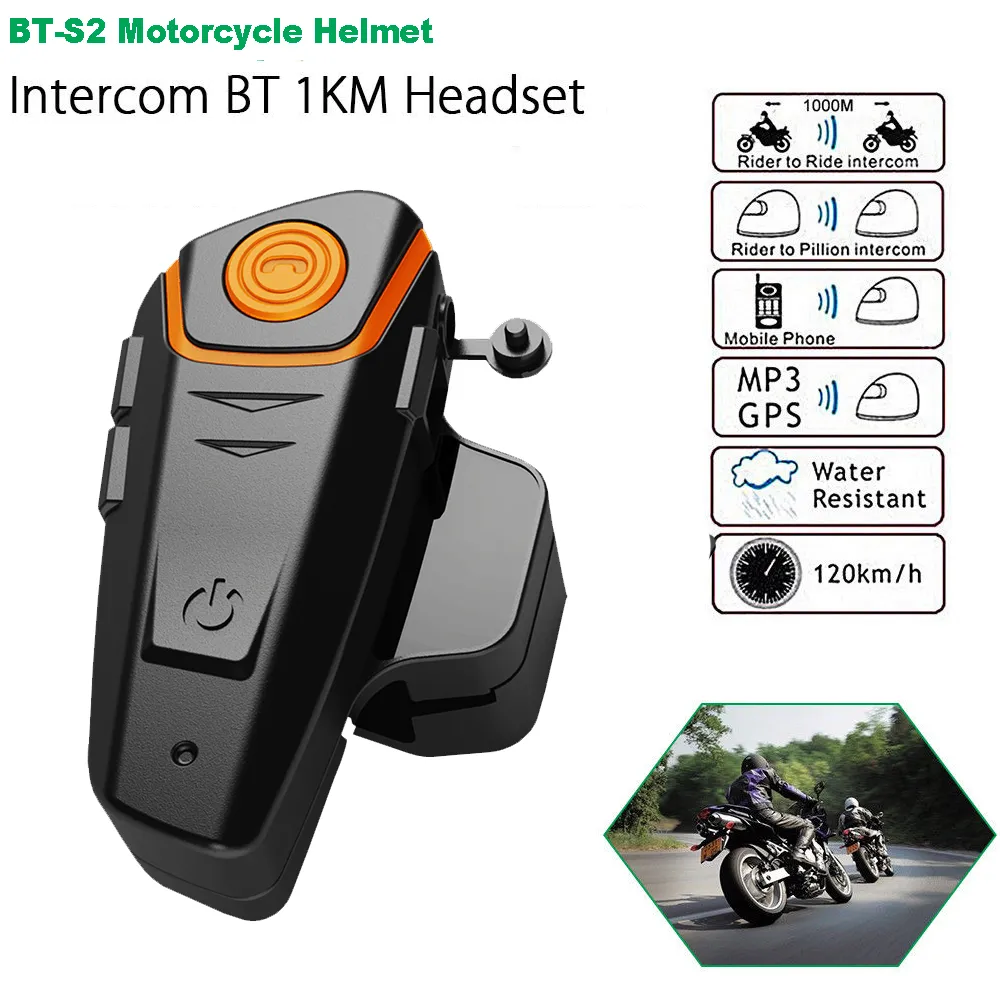 bt-s2 motorcycle helmet bluetooth headset Dgakcvb Headset, 1000m Helmet Bluetooth Intercom Up to 2-3 Riders Universal Communication System Headphones for Ski/ATV/Dirt Bike/Racing/Climbing(Dual) : Electronics BilT Helmet Bluetooth Fodsports BT-S2