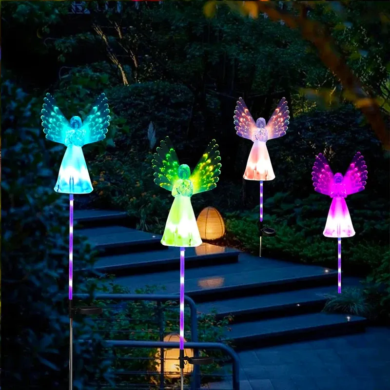 Color Changing Solar Wholesale Powered Angel Lights Garden Stakes Yard Decor Set Of 2