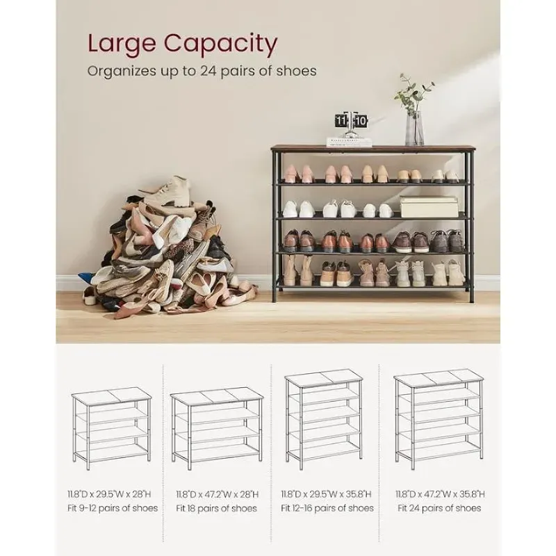 VASAGLE 5 Tier Shoe Rack With Fabric Counter Shelves And 4 Shelbs For 20 Of Shoes Perfect Shaker Organizer For Entryway From Ddmylovely 59.93 DHgate.Com