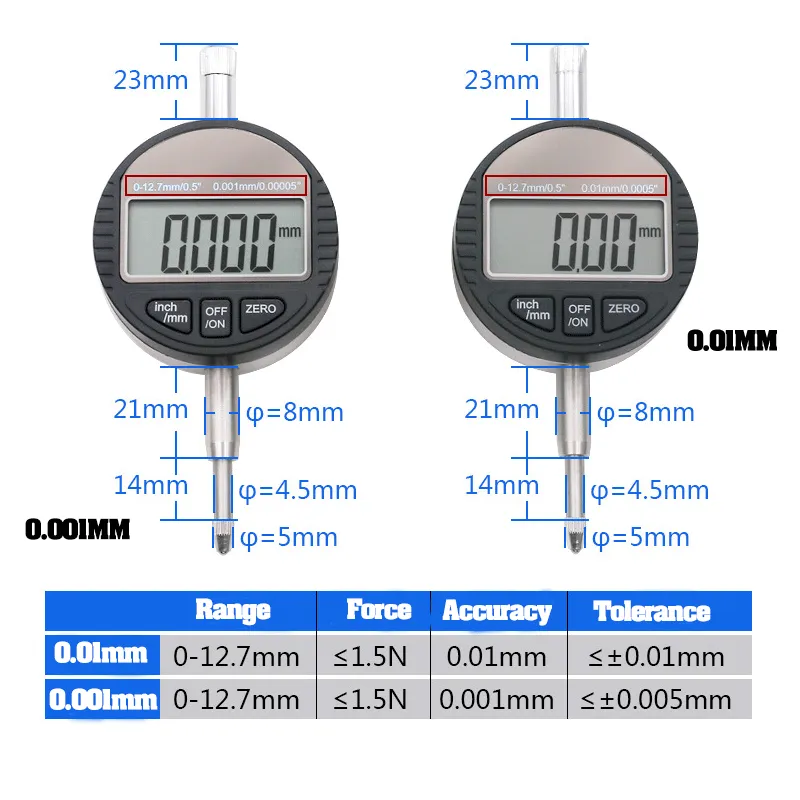 DTI Digital Dial Indicator 0.01mm 0.001mm Accuracy Digital Probe ...
