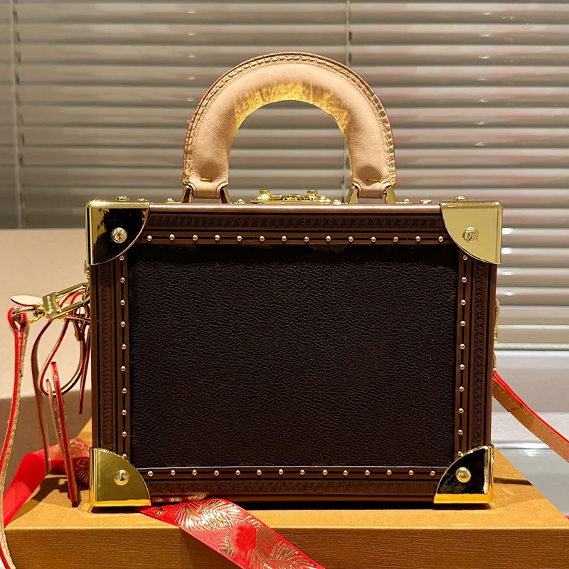 Designer Women Petite Valise Mini Denim Blue Coated Canvas Trunk