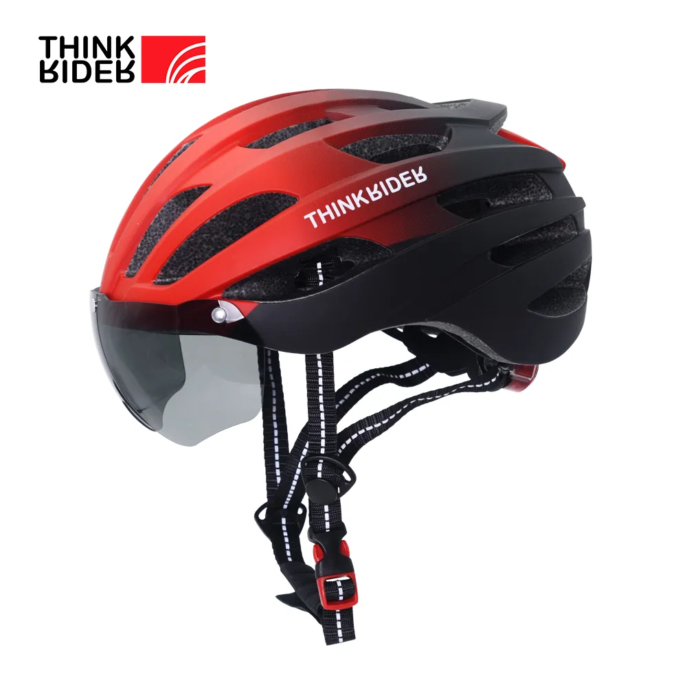 Cycling Helmet with LED Light 2024 Road Mountain Bike Helmet for Men Women Breathable Adjustable Impact Resistant PC Shell Multiple Colors
