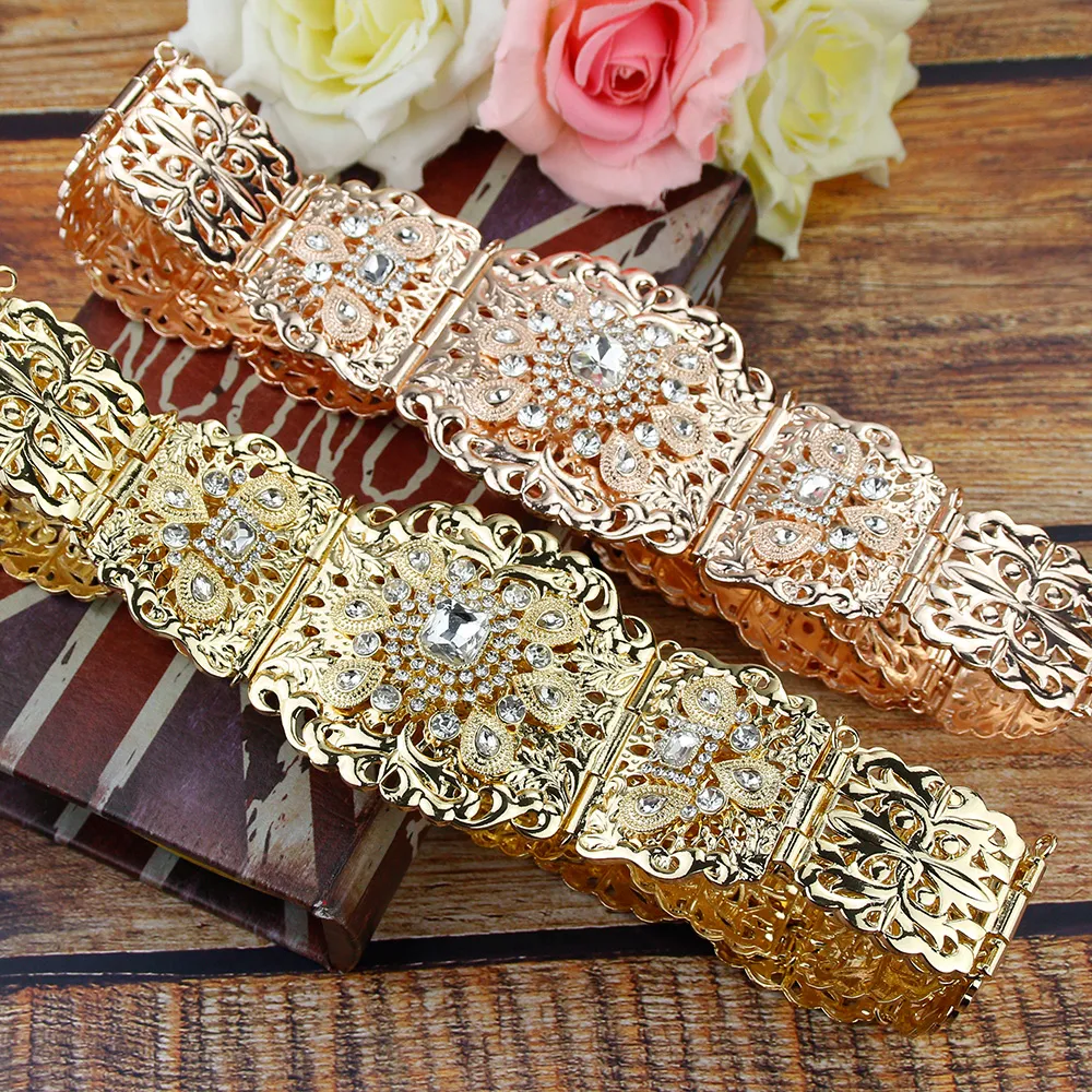Elegant Moroccan Caftan Belt For Women Gold Color Full Crystal Waist Beads Metal Waist Chain Perfect Wedding Jewelry By Sunspicems From Ddmywonder 41.9 DHgate.Com