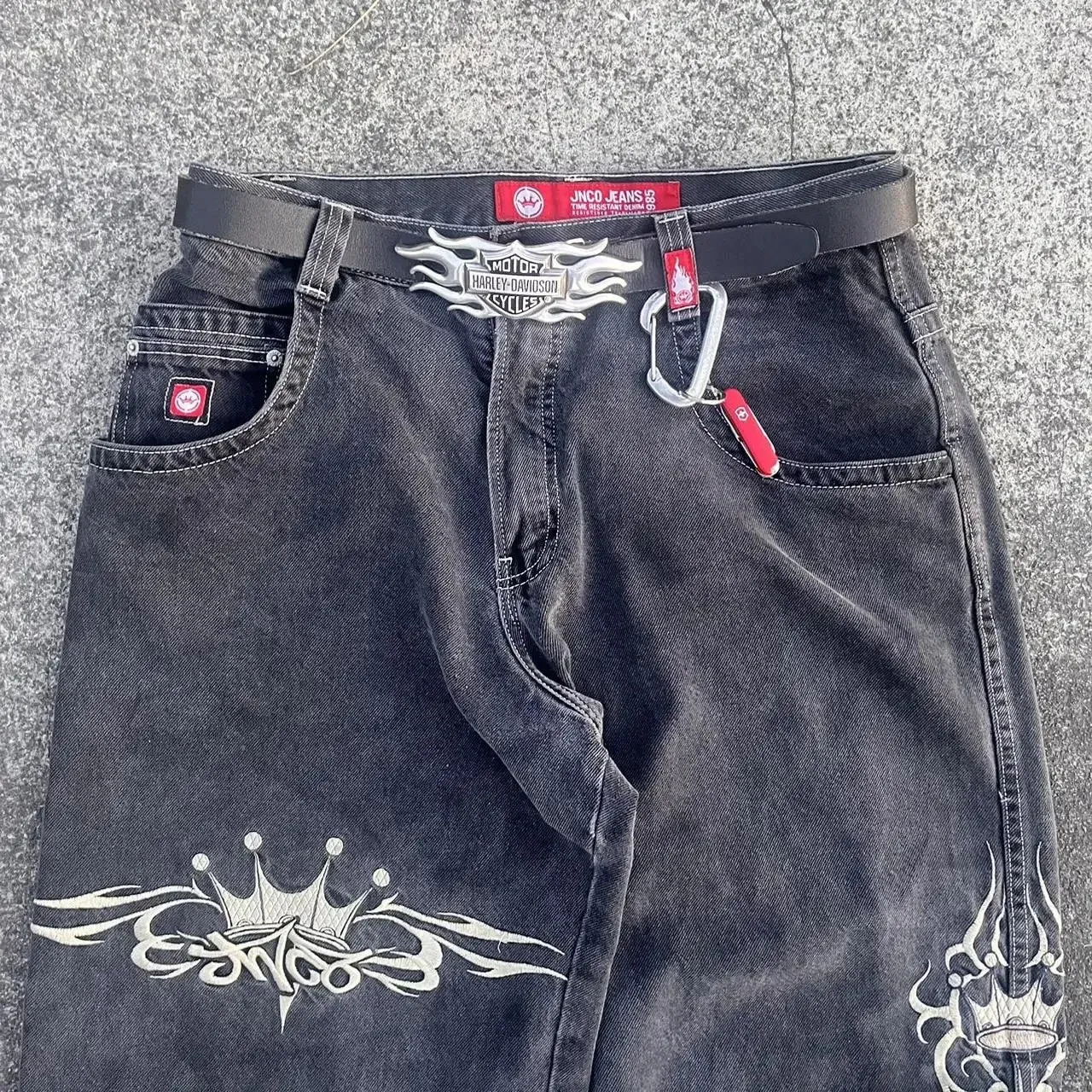 JNCO Y2K Black High Waisted Witchery Jeans With Gothic