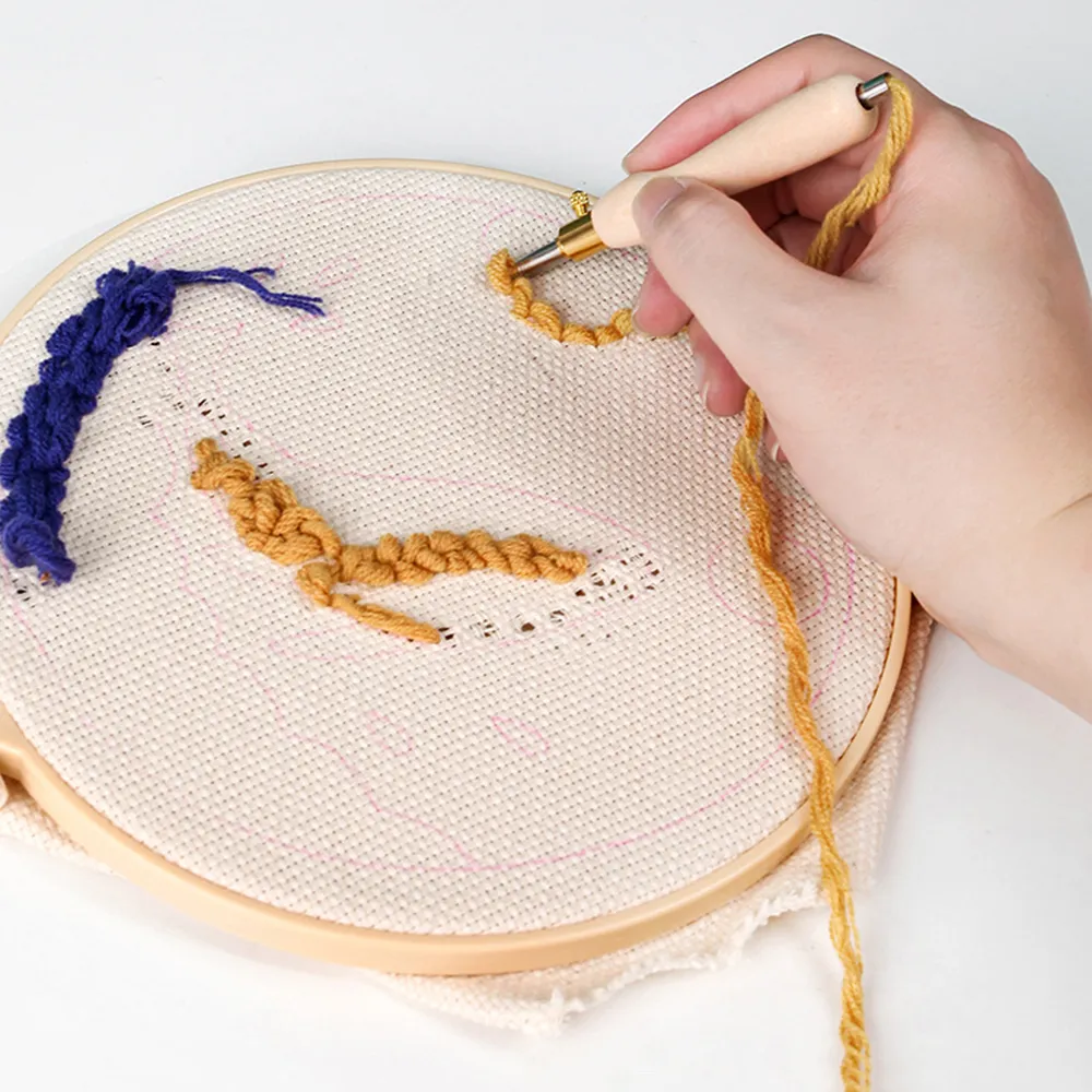 7-Piece Punch Needle Kit - Complete Embroidery Set With Adjustable Needles For Beginners