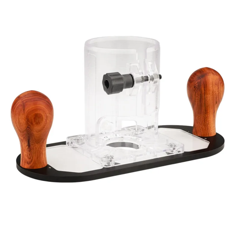 Hand-held Wood Router Plunge Base with Slotted Flip Trimming Opening ...