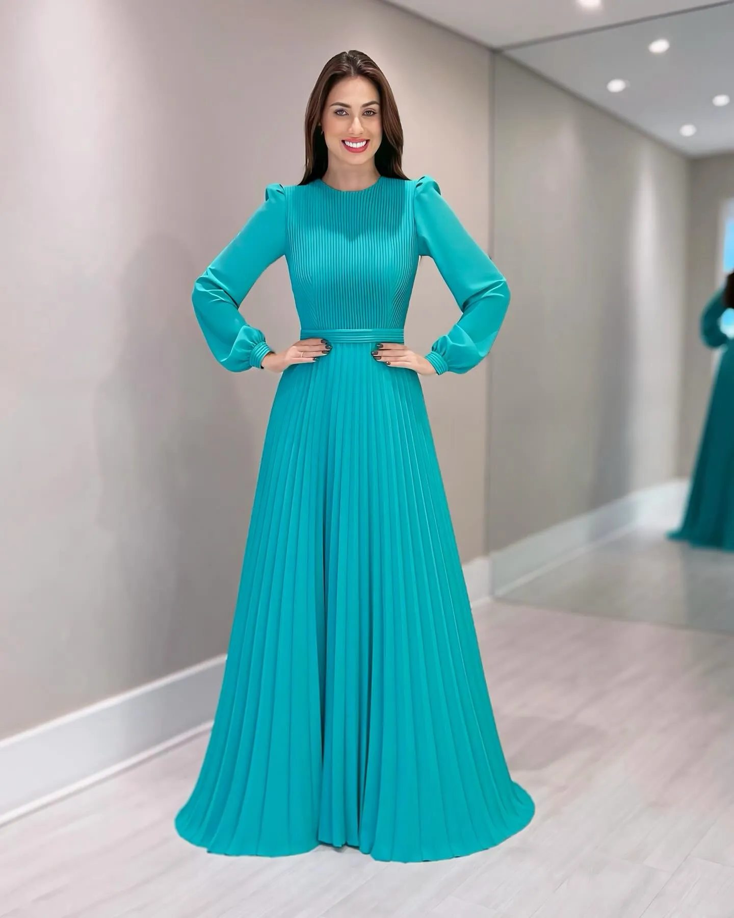 wynell a line mini dress A-Line/Princess Scoop Neck 3/4 Length Sleeves Floor-Length Mother of t   mollyevers.com
