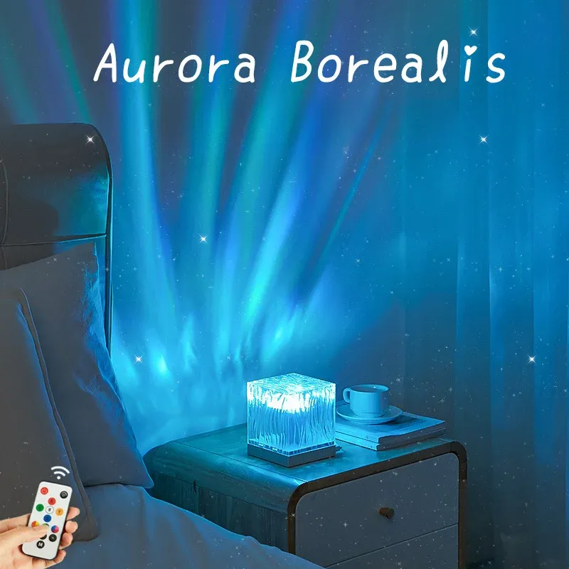 DHgate 360 Rotating LED Crystal Lamp with Aurora Projection Colorful Nightlight for Bedroom Decor Lights Lighting