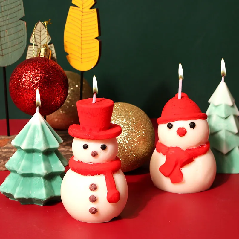 2 Pcs Christmas Candle Molds - Gingerbread Man & Christmas Tree Silicone Molds For DIY Candles-573284
