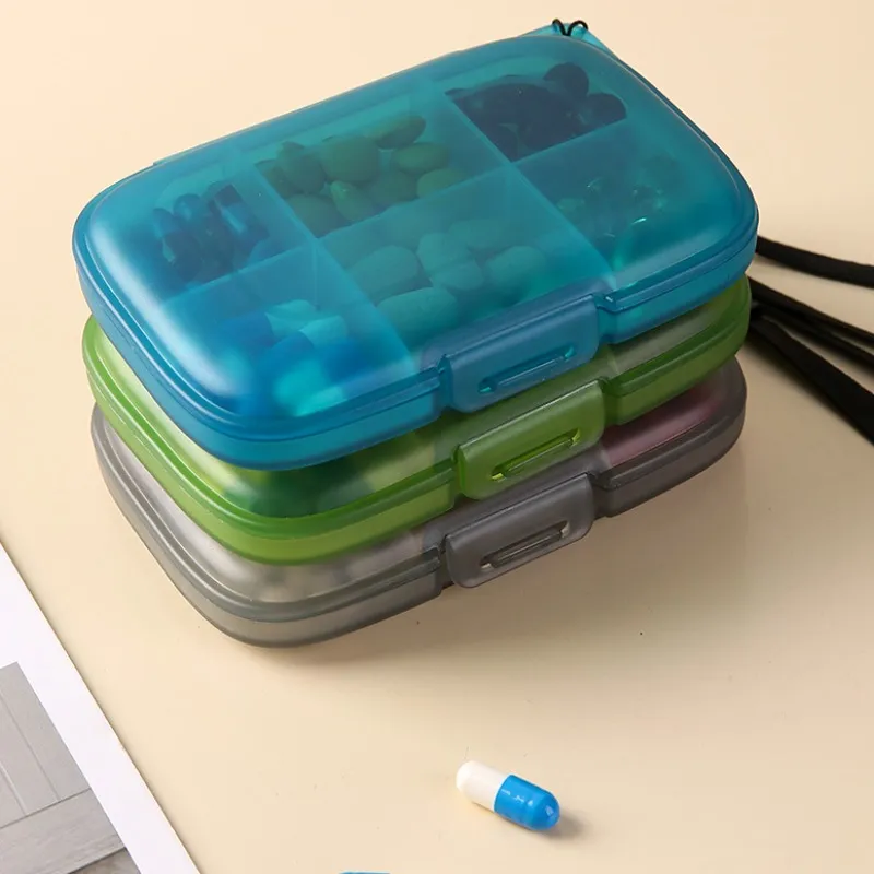 6-Compartment Portable Pill Organizer, Plastic Weekly Medicine Holder ...