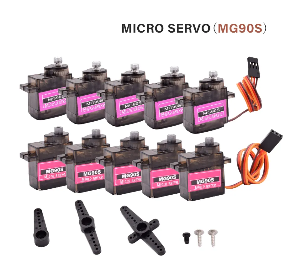 Binghe Servomotore Micro 9G - 10 Pezzi Con Ingranaggi In Metallo, 180°, Per RC, Robot, Arduino