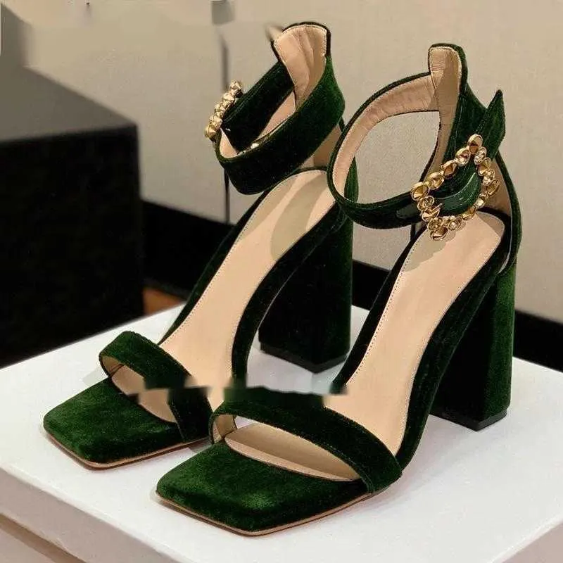 Wholesale Sexy Square Chunky High Heel Gold Block Heel Sandals For Women Perfect For Summer Fashion Week In Rome At Only 84.57 DHgate.Com