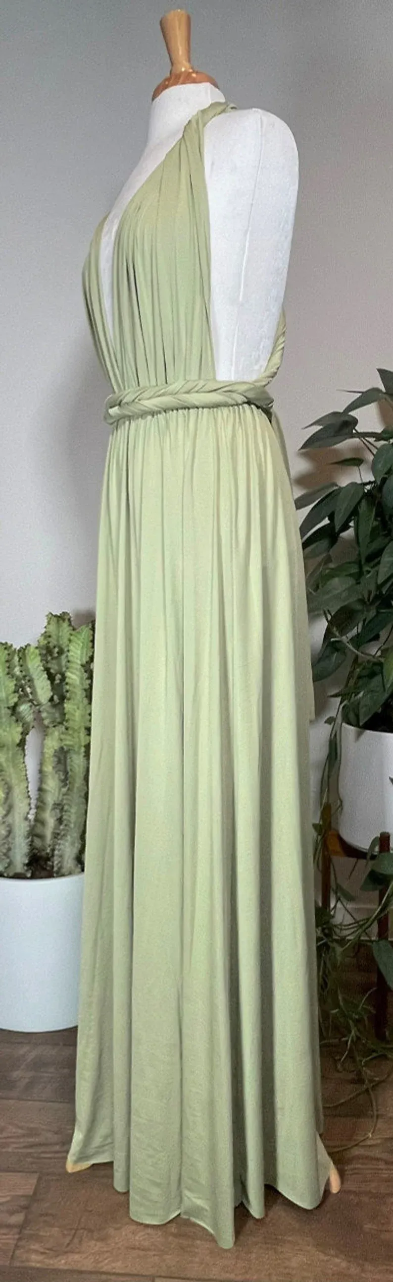 green emerald velvet dress Olive Green Infinity Beach Dress main image 1