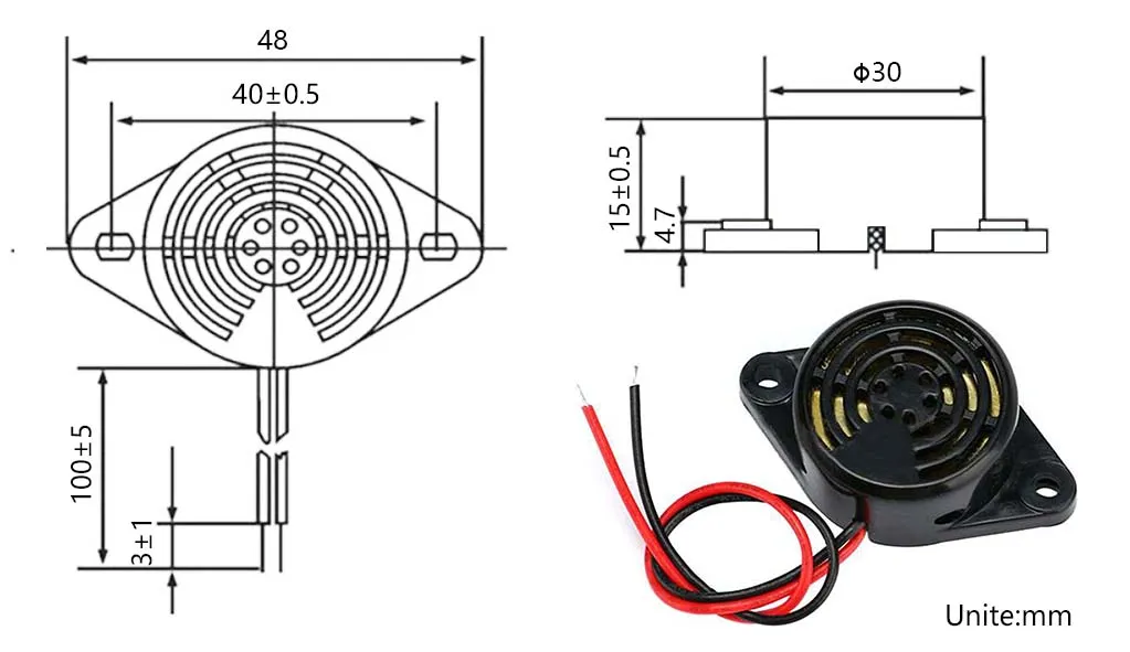Arduino Bepper SFM 27 95DB DC3 24V Alarm High Decibel 12V Piezo Electronic Buzzer Beep ...