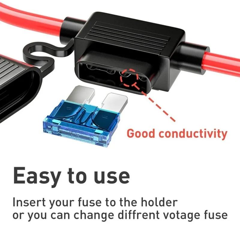 Switch Electronics In-Line Mini Blade Fuse Holder – 10 Pack, Splash Proof, 12V 32V DC 20A