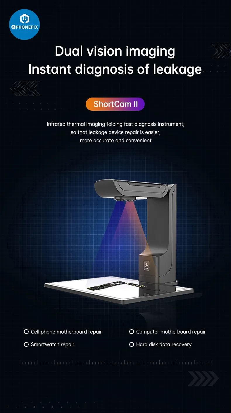 回路基板検査カメラ：携帯電話マザーボード障害診断用のショートカムII