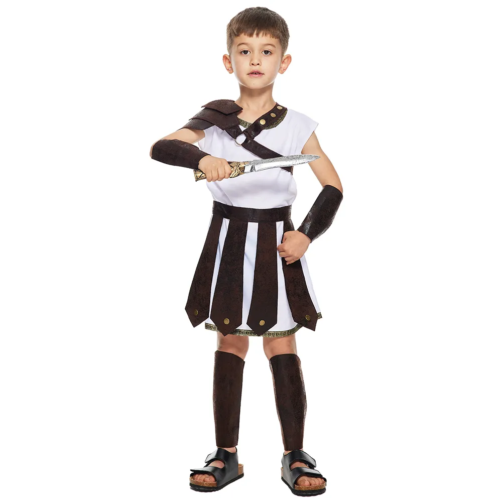 DHgate Eraspooky Boys Warrior Costume Greek Roman Knight Caesar Cosplay Outfit for Halloween Carnival Party Purim Apparel