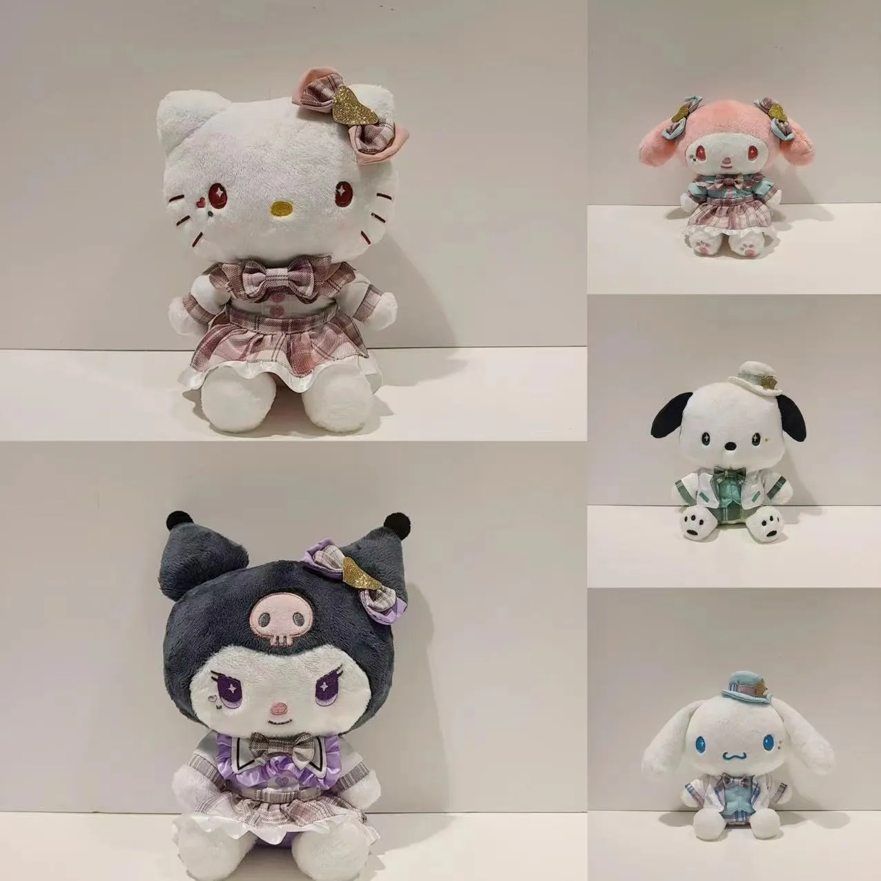 2024Melody Plaid Skirt Plush Toy Gift Display (20cm, Red)