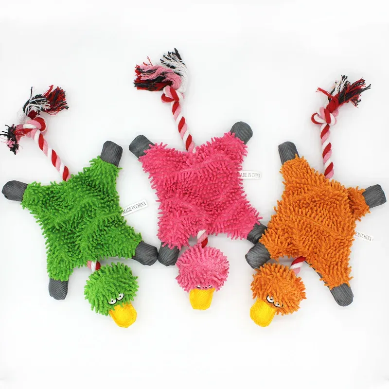 Durable Squeaky Duck Plush Dog Toy with Rope - Small & Medium Dogs ...