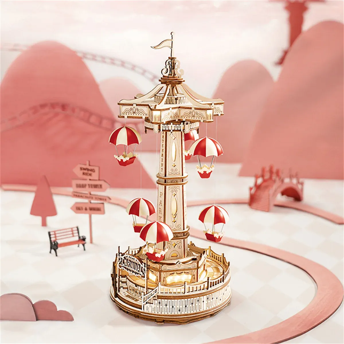 4 Sets 3D Amusement Park House Stickers - DIY Puzzle Scene Stickers For Adults & Kids Crafting