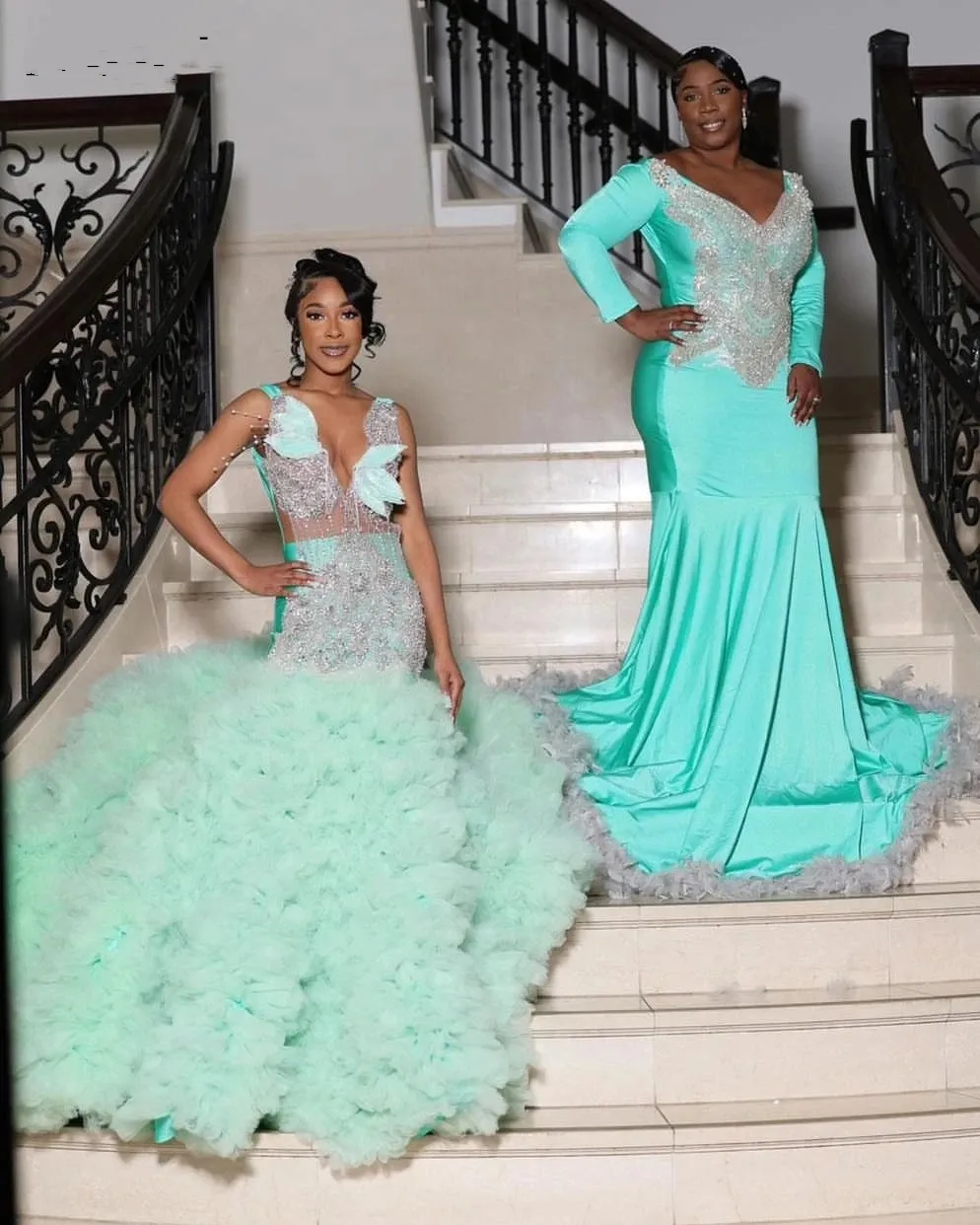 Green and silver prom dresses discount