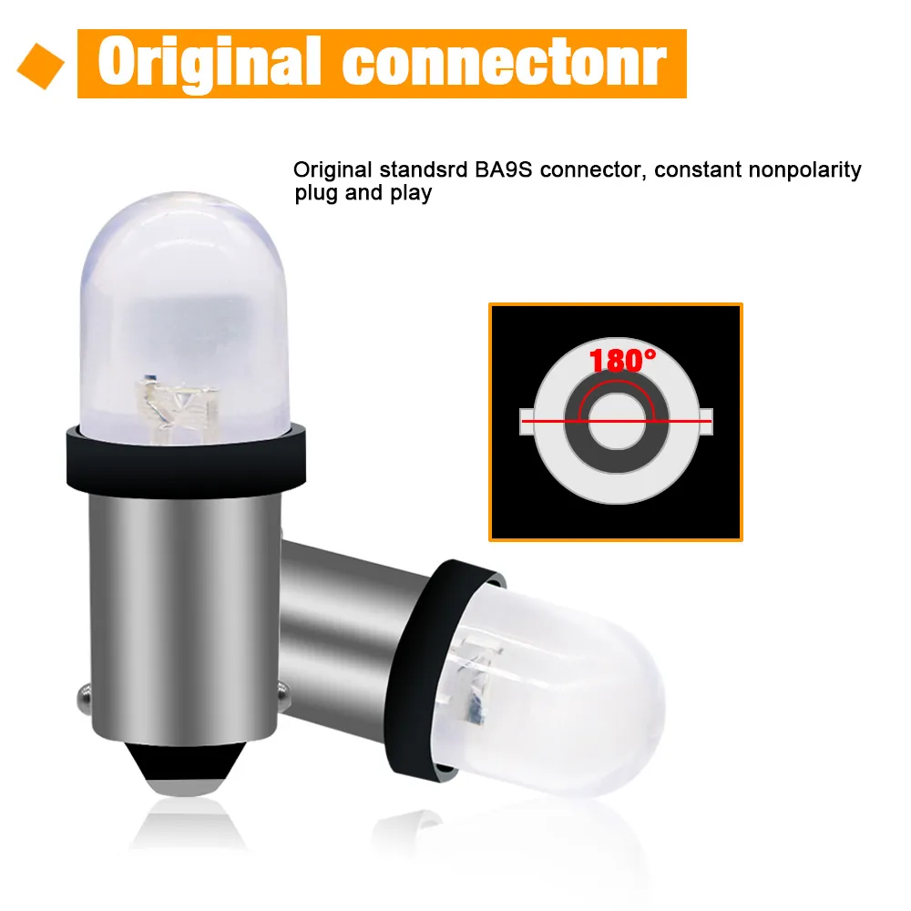 Hilamps 10x White LED 1895 Dash Bulbs – BA9S, 12V, For Instrument Cluster Gauges