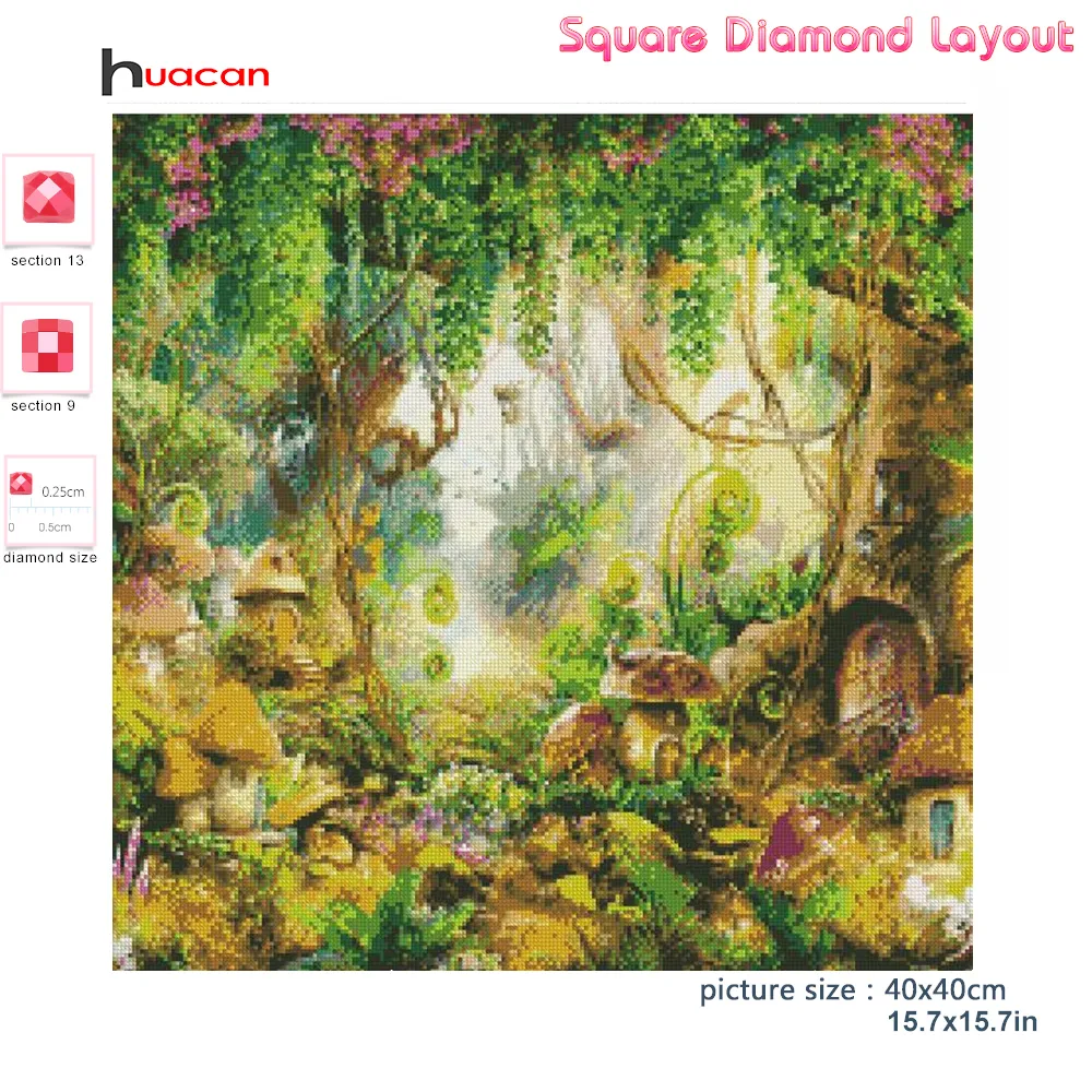 Forest Landscape Diamond Art: DIY Mosaic Embroidery Kit, Premium Cross ...