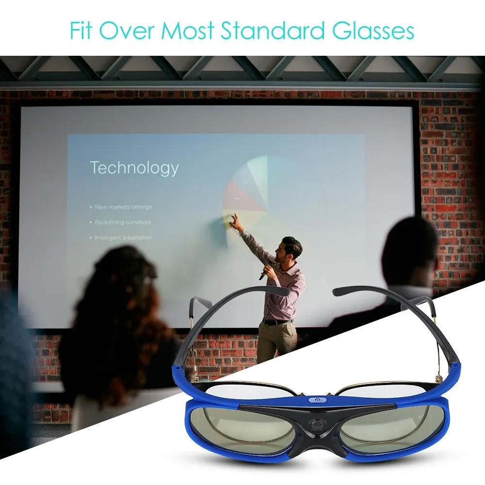Lunettes 3D XGIMI Rechargeables - Compatibles DLP-Link, Vision Immersive 178°