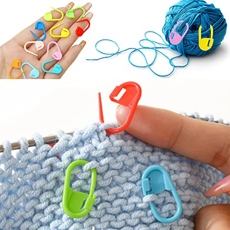 Pattern Marker Clips 50-Multicolor Plastic Resin Small Locking Stitch Marker Clips for ...