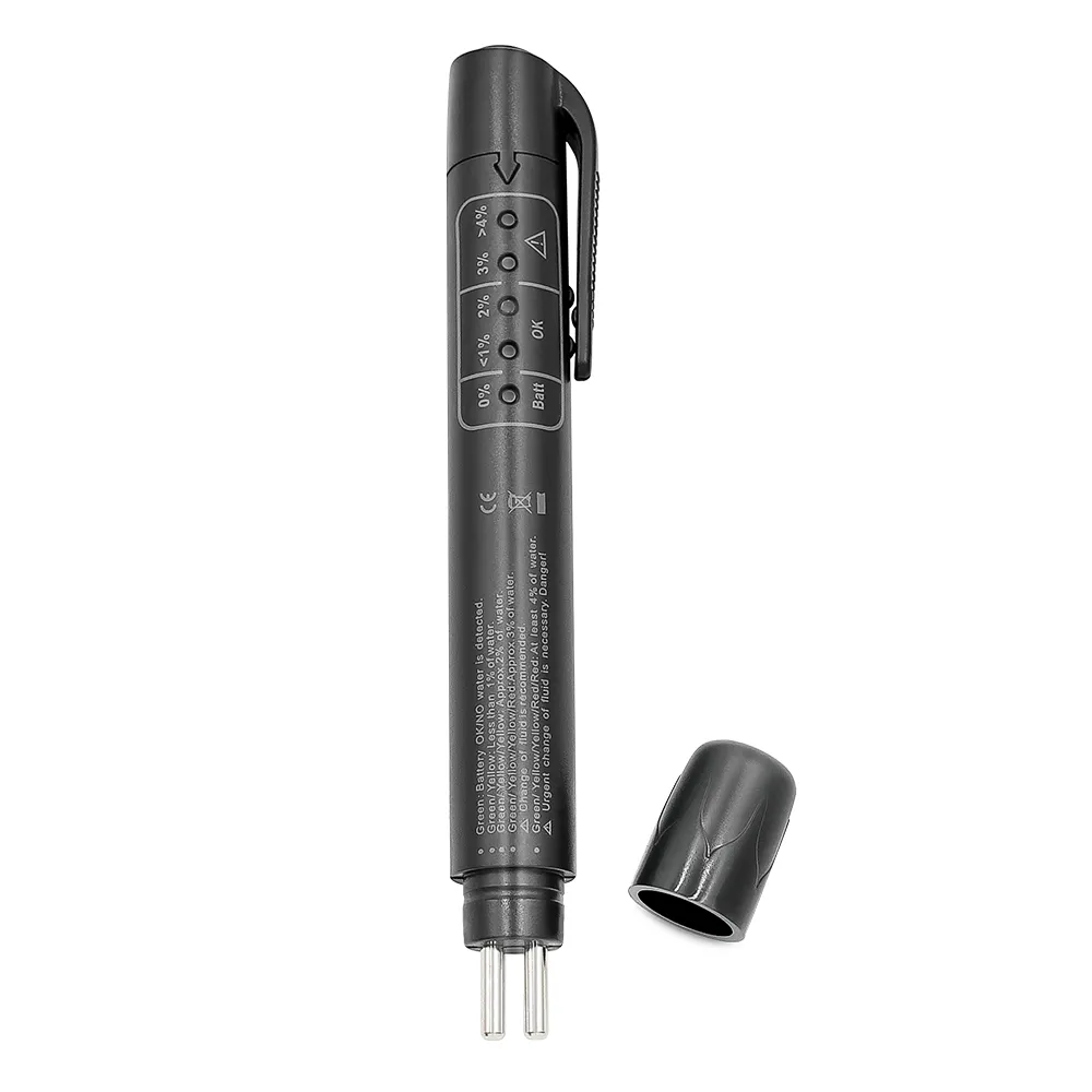 1 Pc Car Brake Fluid Test Pen Gasoline Moisture Content Percentage Tester With Five Led Indicators Portable Car Diagnostic Test Tool Accessories Suitable For Most Car Models Black
