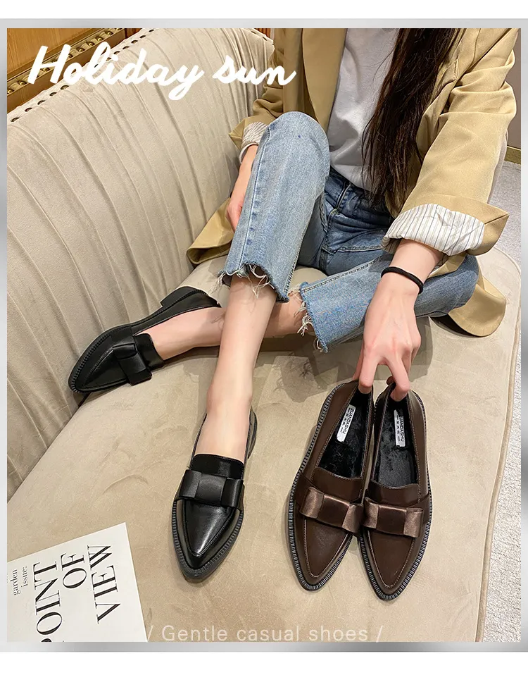 Wholesale Womens Retro Leather Loafers With Thick Soles For Autumn And Winter Small And Comfortable Single Loafer Shoes In Plus Sizes At Only 49.6 DHgate.Com
