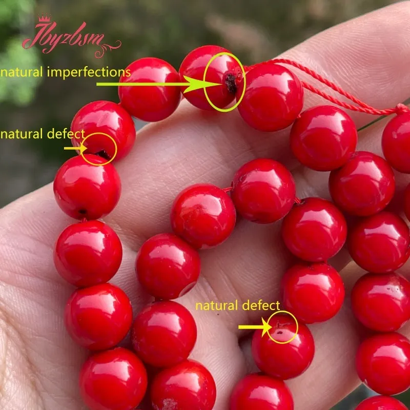Jewelry Red Coral Stones Red Coral Round Beads Natural Gemstone
