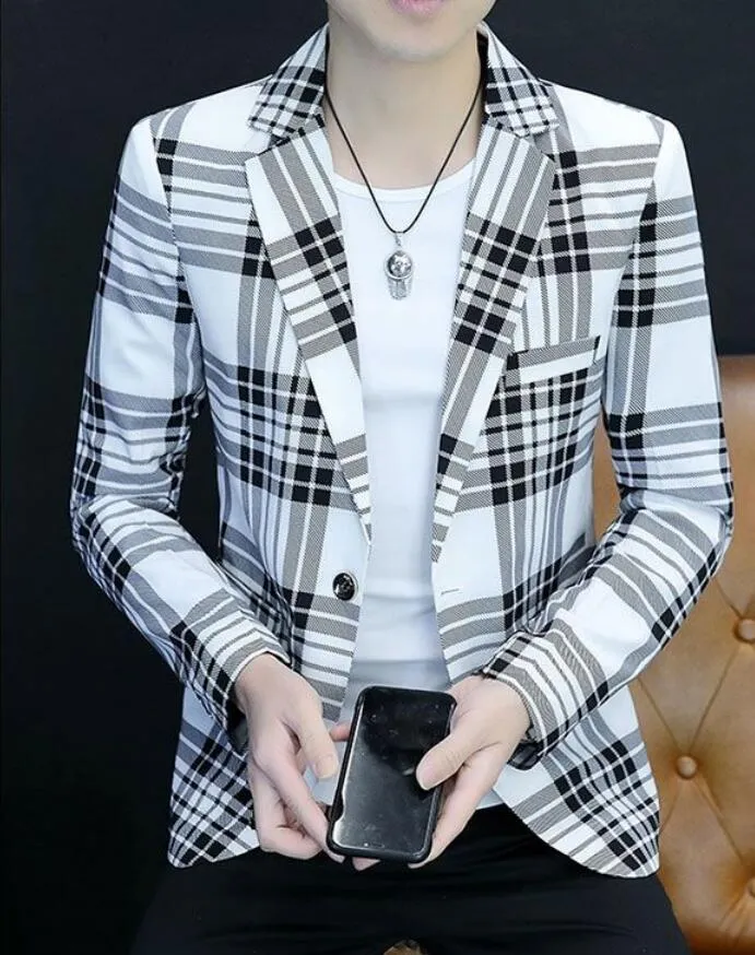 Save Big on Bulk Men's Blazer Style Jacket Men's Plaid Blazer Jacket  Stylish Slim Fit Suit Coat For Spring And Autumn Casual Fashion Best  Deals on