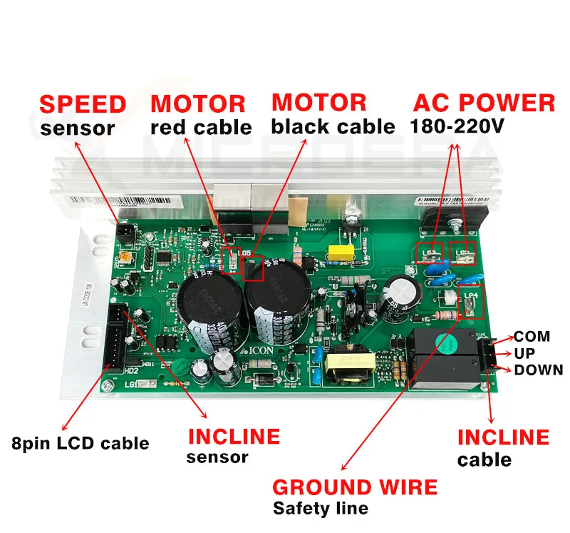 CEPAIXN Contrôleur De Tapis Roulant MC2100ELS 18W 2y ZY MC2100ELS-18W. Compatible Avec Icon PROFORM NordicTrack. Circuit Imprimé De La Carte De Commande Inférieure Du Tapis Roulant