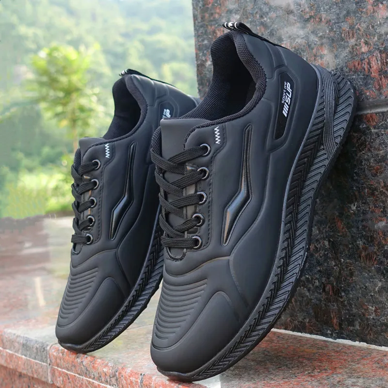 Save Big on Bulk Men's Thick Soled Sneakers Mens Casual Work Shoes: Spring  Leather Sneakers For Men, Waterproof Black Sports Shoes With Thick, Wear