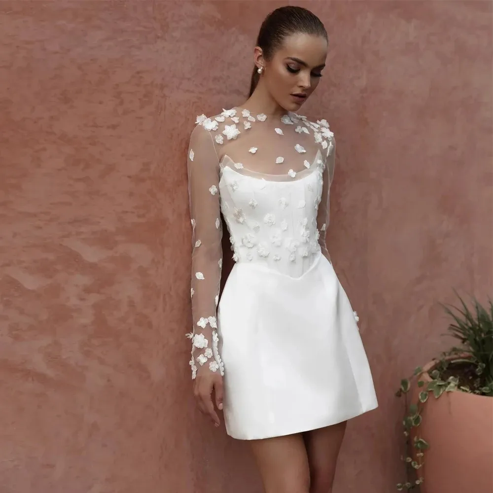 modest short wedding dresses TR12024 Modest Lace Wedding Dress Short Sleeve