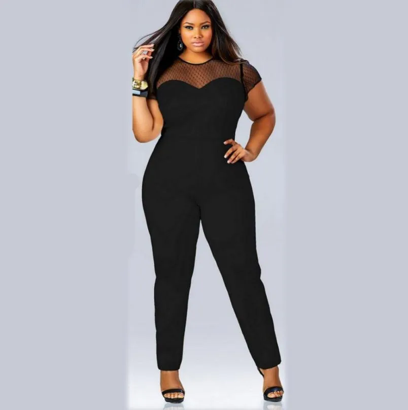 Hele dames dames clubkleding o nek playsuit bodycon feest jumpsuitromper broek plus size jumpsuits en rompers voor dames7922826