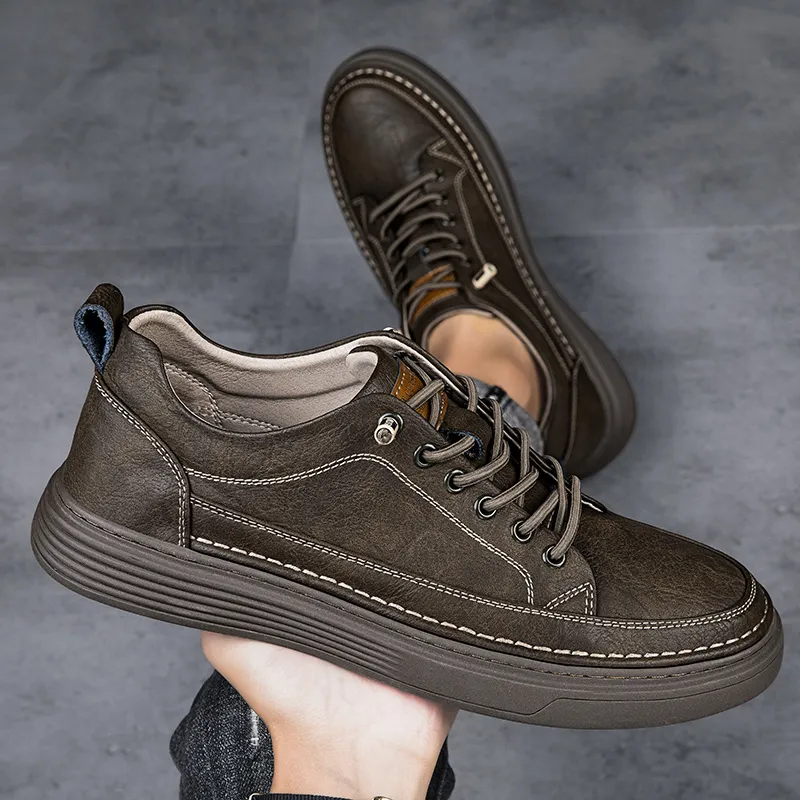 Genuine Leather Casual Shoes for Men: Cow Leather Sneakers for Comfort