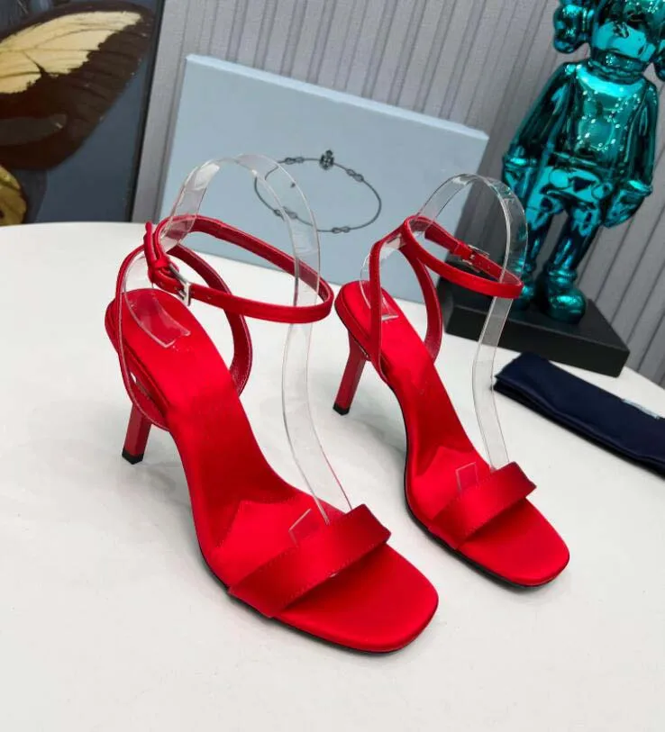 Bulk Luxury Red Satin Geometric Heel Aldo Sandals Women For Women Designer Party Wedding Slides Sizes 35 42 85mm Heels At Only 95.7 DHgate.Com