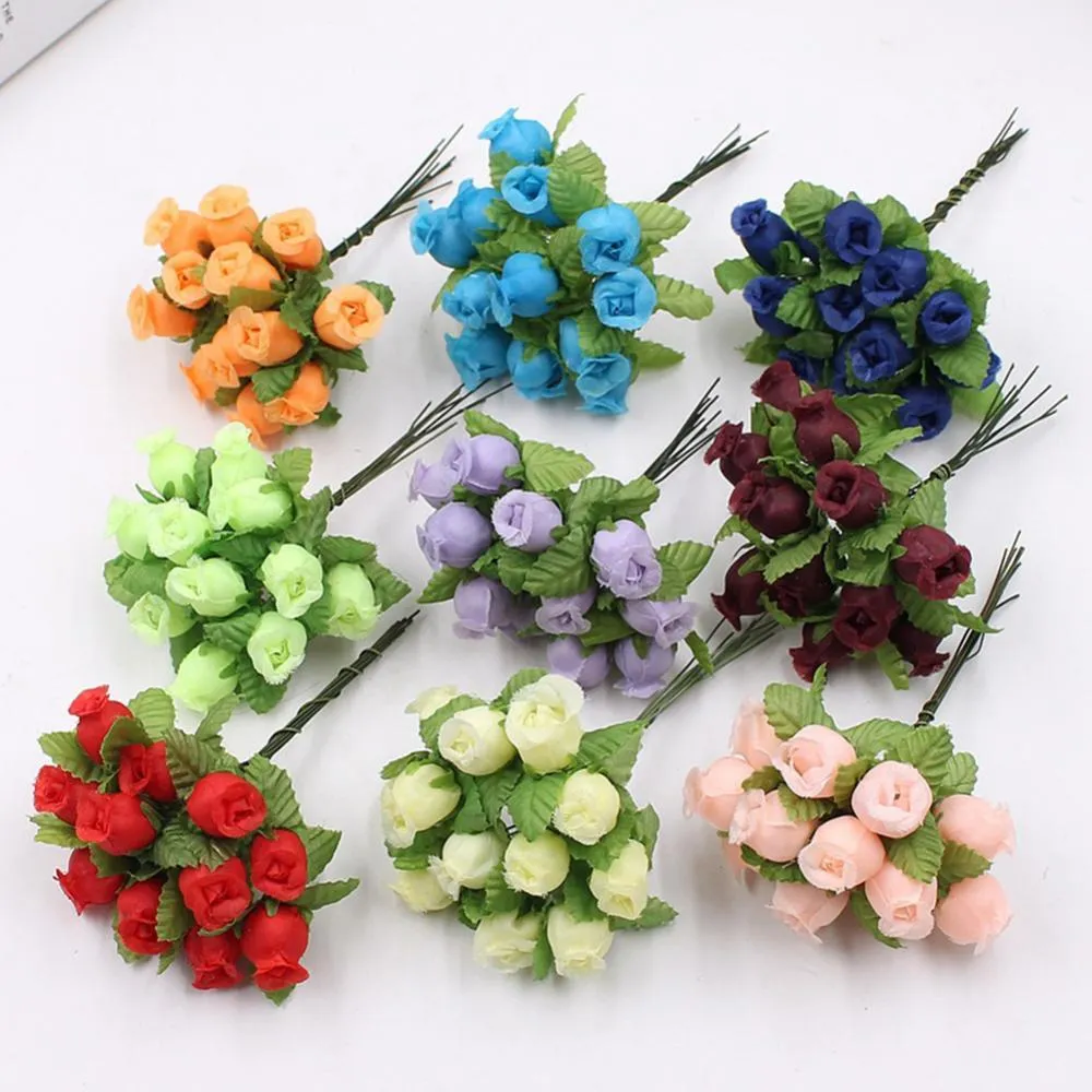 1 Bouquet Artificial Flower 12 Silk Rose Heads DIY Craft Wedding Home ...