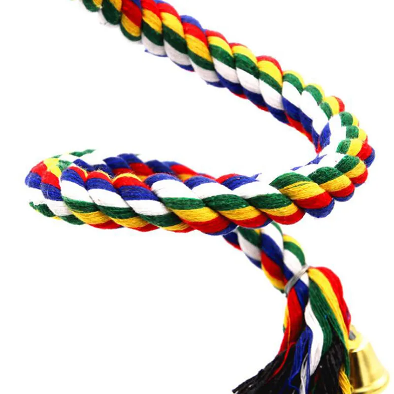 Parrot Rope Hanging Braided Budgie Chew Rope Bird Cage Toy with Metal ...