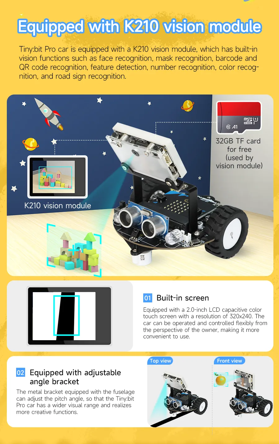 Smart AI Visual Target Nail Robot Car With K210 Module Microbit For ...