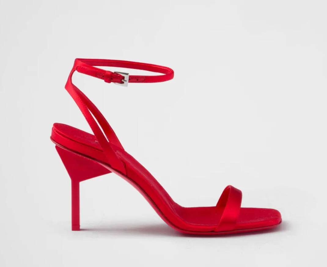 Red satin sandals online