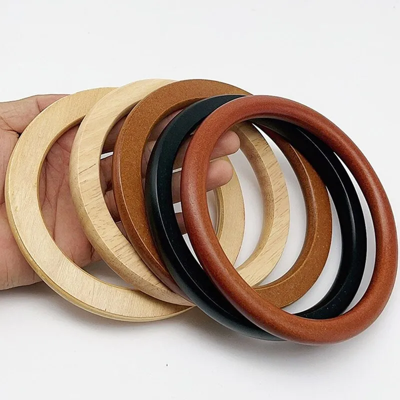 Round wooden bag handles top
