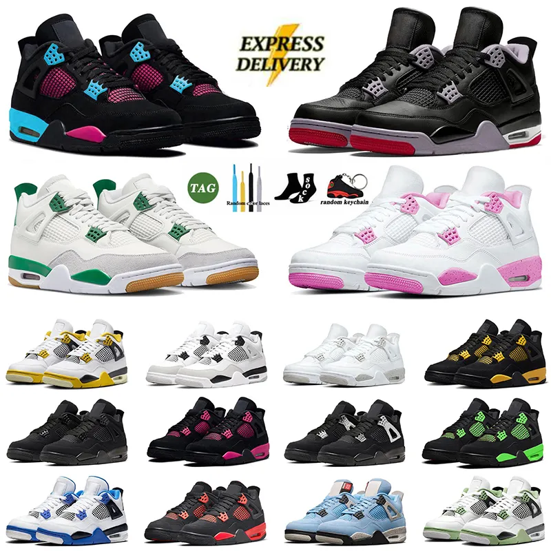 Diseñador Jump Man 4S Mujeres zapatillas de baloncesto 4 pino reinventado Vivid Sulphur Pink Oeo Seaam Red Thunder UNC Black Cat Sneakers Free Envío