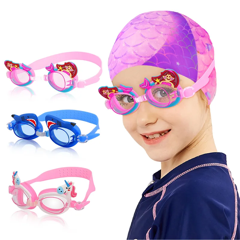 Childrens Shark Swimming Goggles with Silicone Eyewear, Ear Plugs