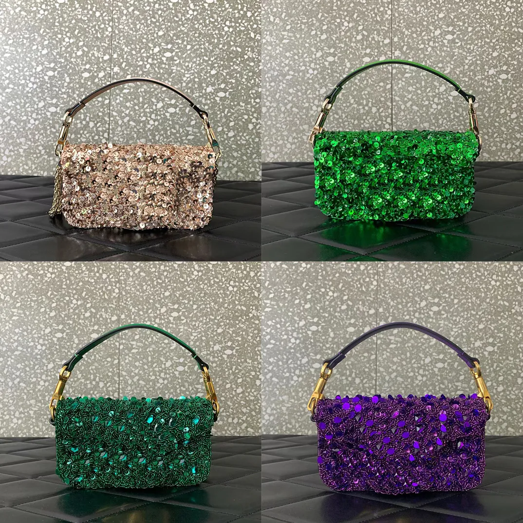 Title Stylish Green Sequin Designer Crossbody Purse with Luxury Handle Trendy Womens Shoulder Bag for Fashionistas