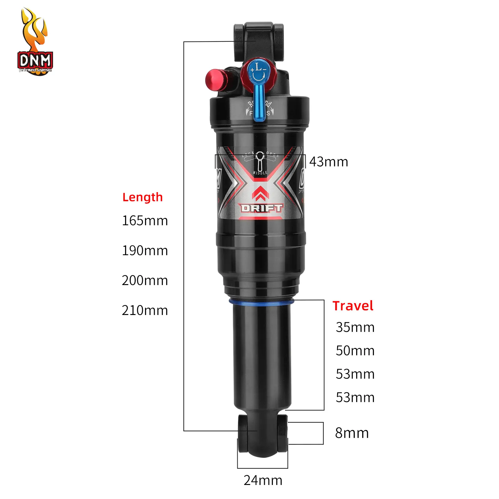 Dnm mountain bike air rear shock with lockout 165mm shop